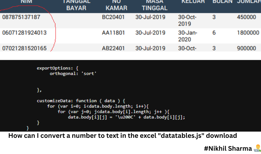 how to customize datatable column value number to string or gernal Jquery